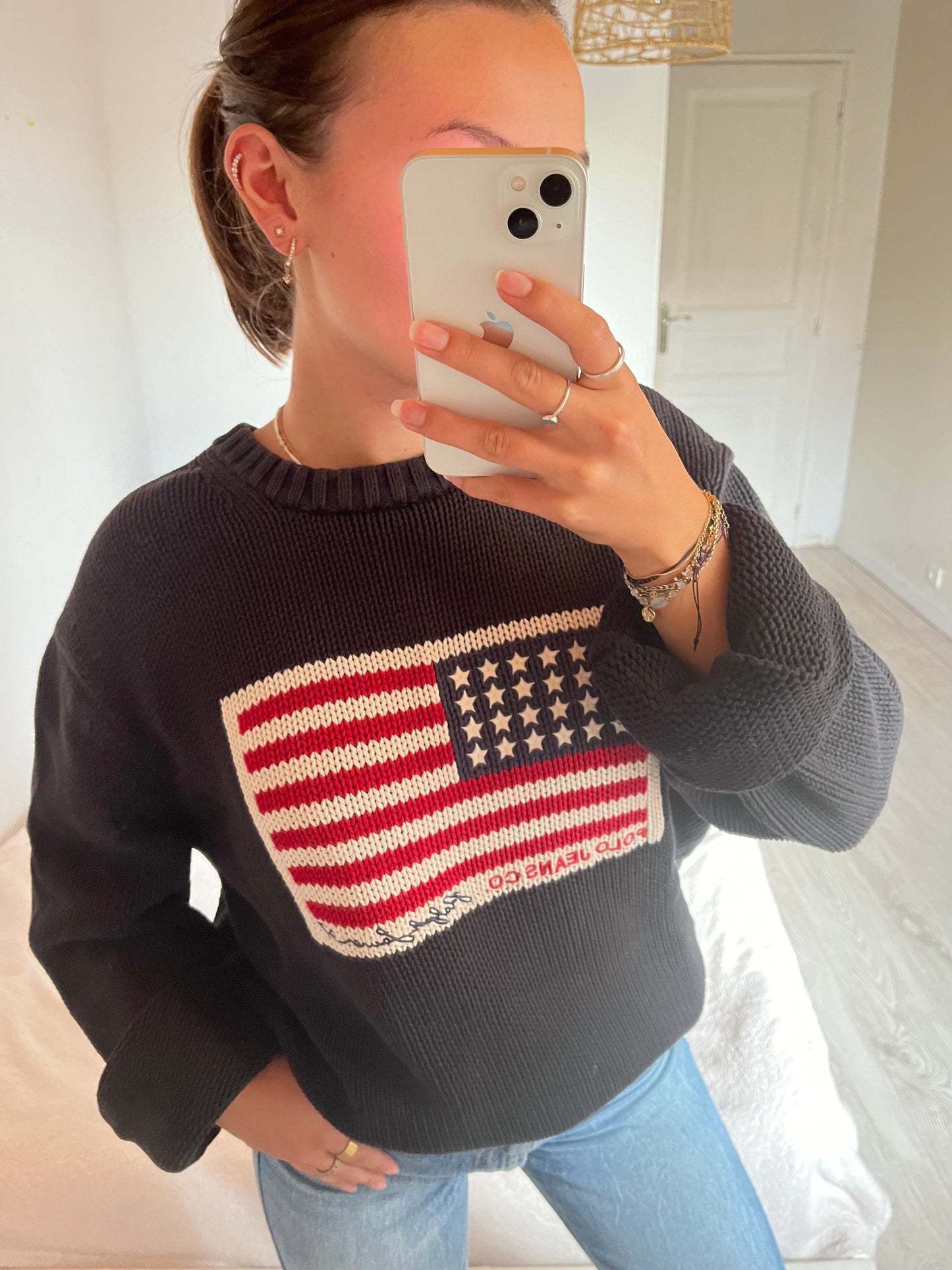 Pull American Flag oversized - L