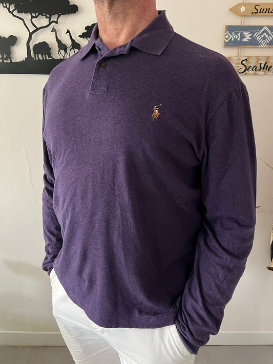 Polo manche longue violet Ralph Lauren - L