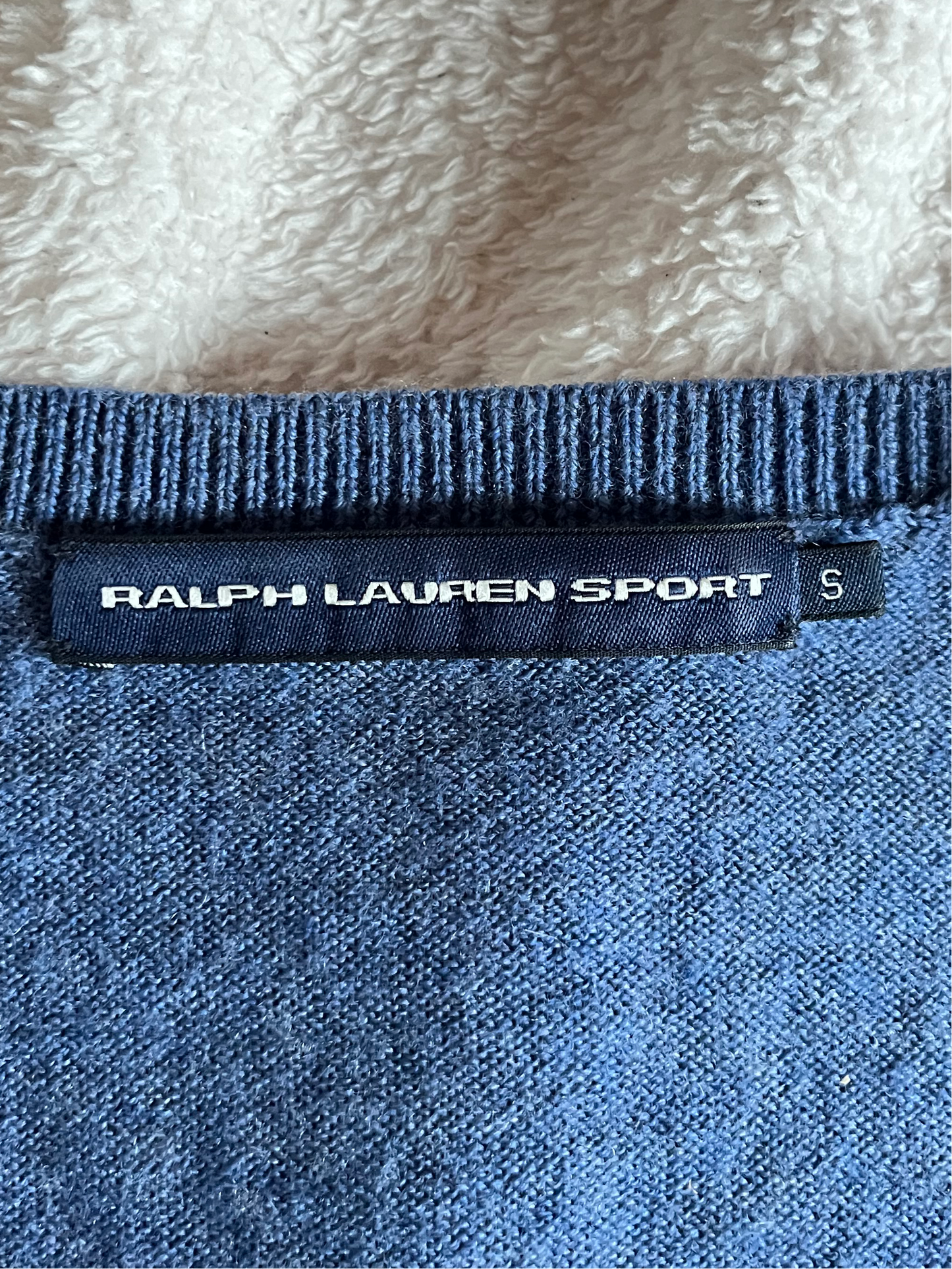 Pull col v bleu laine de mérinos - S