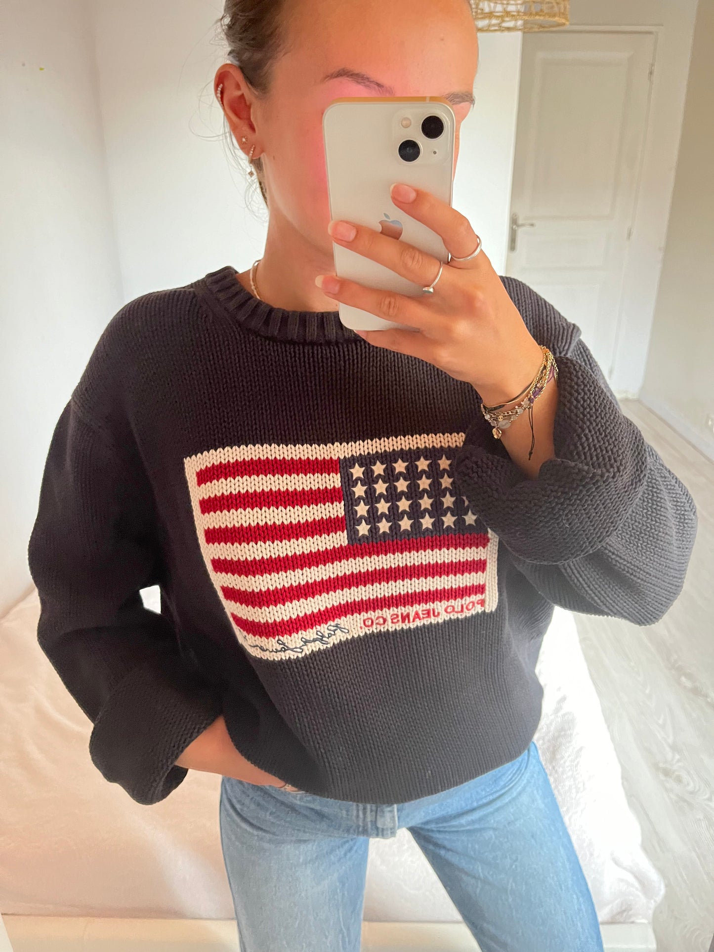 Pull American Flag oversized - L