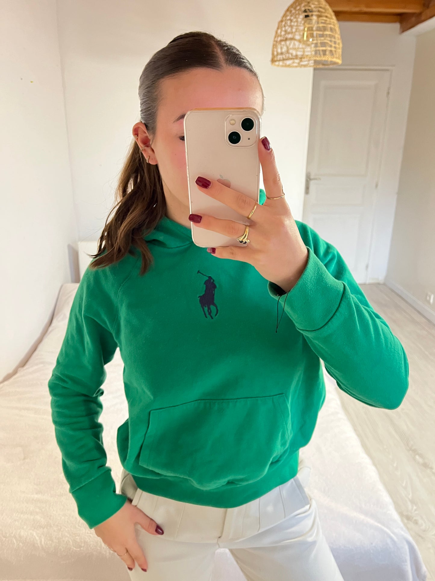 Sweat à capuche vert - S